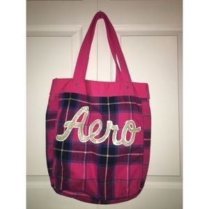 Pink plaid Aeropostale tote bag
